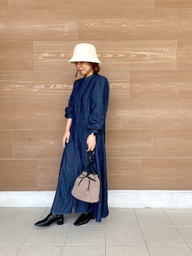 「Te chichi TERRASSE（テチチテラス）のアイテム（帽子）」を使った、Haruna nagatomoさん（レディース・157cm）の秋コーディネート