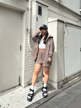 「スウェットパーカー」｜ayunaさん（レディース・160cm）の夏コーディネート