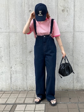 「apres jour mignon（アプレジュールミニョン）のアイテム（オールインワン・サロペット）」を使った、uraさん（レディース・160cm）の夏コーディネート