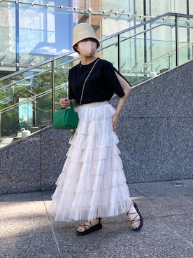 「apres jour mignon（アプレジュールミニョン）のアイテム（帽子）」を使った、uraさん（レディース・160cm）の夏コーディネート