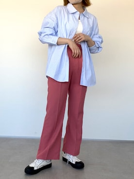 「PairPair（ペアペア）のアイテム（スラックス）」を使った、uraさん（レディース・160cm）の春コーディネート