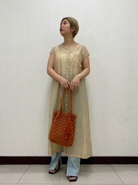 「RODE SKO（ロデスコ）のMARIA タッセルペーパーショルダー（ショルダーバッグ）」を使った、shimaさん（レディース・152cm）の夏コーディネート