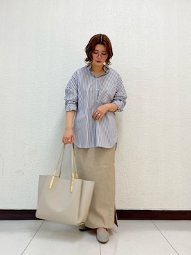 「スリット」｜「アイテム（スリッポン）」を使った、shimaさん（レディース・152cm）の春コーディネート