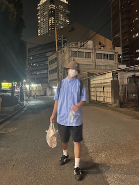 「STUSSY（ステューシー）のStock Bucket Hat（ハット、ブラウン系）」を使った、kouuuuuukiさん（メンズ・175cm）の春コーディネート