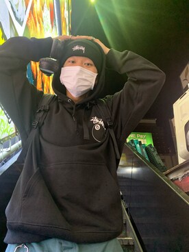 「STUSSY（ステューシー）のStock Cuff Beanie（ニットキャップ/ビーニー、ブラック系）」を使った、kouuuuuukiさん（メンズ・175cm）の秋コーディネート