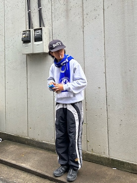 「BOTT（ボット）のアイテム（帽子）」を使った、kouuuuuukiさん（メンズ・175cm）の春コーディネート