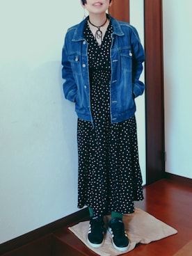 「Honeys（ハニーズ）のアイテム（デニムジャケット）」を使った、yuuu さん（レディース・153cm）の春コーディネート