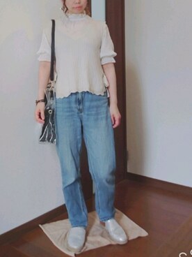 「WC（ダブル シー）のアイテム（トートバッグ）」を使った、yuuu さん（レディース・153cm）の夏コーディネート