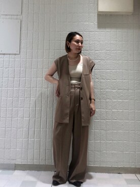 「KBF（ケイビーエフ）のアイテム（ノーカラージャケット）」を使った、YURIさん（レディース・154cm）の秋コーディネート