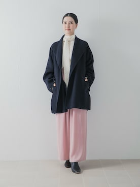 「URBAN RESEARCH ROSSO WOMEN（アーバンリサーチ　ロッソ）の2タックイージーワイドパンツ（その他パンツ、ピンク系）」を使った、UNAさん（レディース・162cm）の秋コーディネート