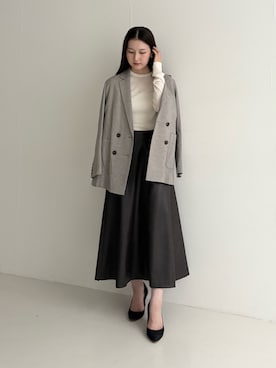 「レザースカート」｜UNAさん（レディース・162cm）の秋コーディネート