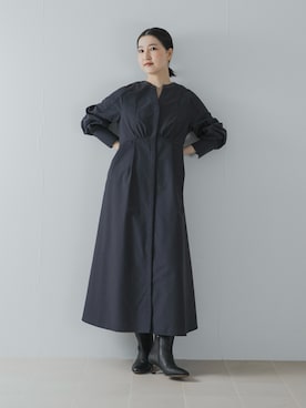 「URBAN RESEARCH ROSSO(アーバンリサーチロッソ)の『一部WEB限定カラー』バイカラーチェックナローワンピース(ワンピース、ブルー系)」を使った、UNAさん(レディース・162cm)の夏コーディネート