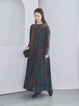 「ティアードワンピース」｜UNAさん（レディース・162cm）の秋コーディネート