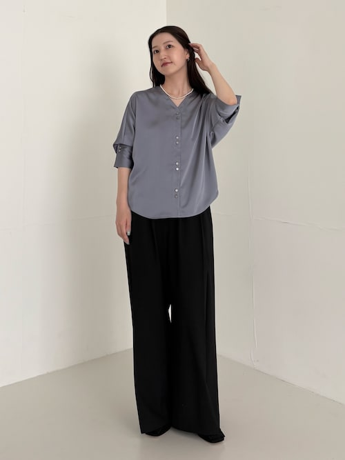 【新品タグ付】 アーバンリサーチロッソ ボタンデザインブラウス ブラック F URBAN RESEARCH ROSSO WOMEN（アーバンリサーチ ロッソ）の