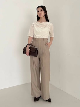 「ハイウエスト」｜「アイテム（Tシャツ/カットソー）」を使った、UNAさん（レディース・162cm）の夏コーディネート