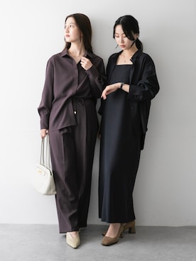 「URBAN RESEARCH ROSSO WOMEN（アーバンリサーチ　ロッソ）のイージーケアウーステッドシャツ（シャツ/ブラウス）」を使った、UNAさん（レディース・162cm）の秋コーディネート