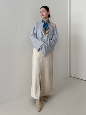 「URBAN RESEARCH ROSSO WOMEN（アーバンリサーチ　ロッソ）のピーチタッチストレートスカート（スカート）」を使った、UNAさん（レディース・162cm）の夏コーディネート