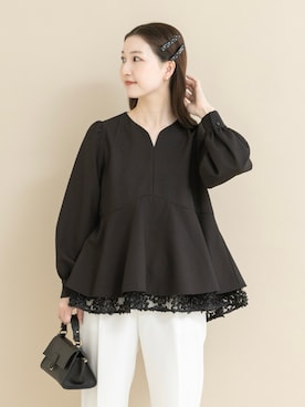 「アイテム（バレッタ/ヘアクリップ）」を使った、UNAさん（レディース・162cm）の冬コーディネート