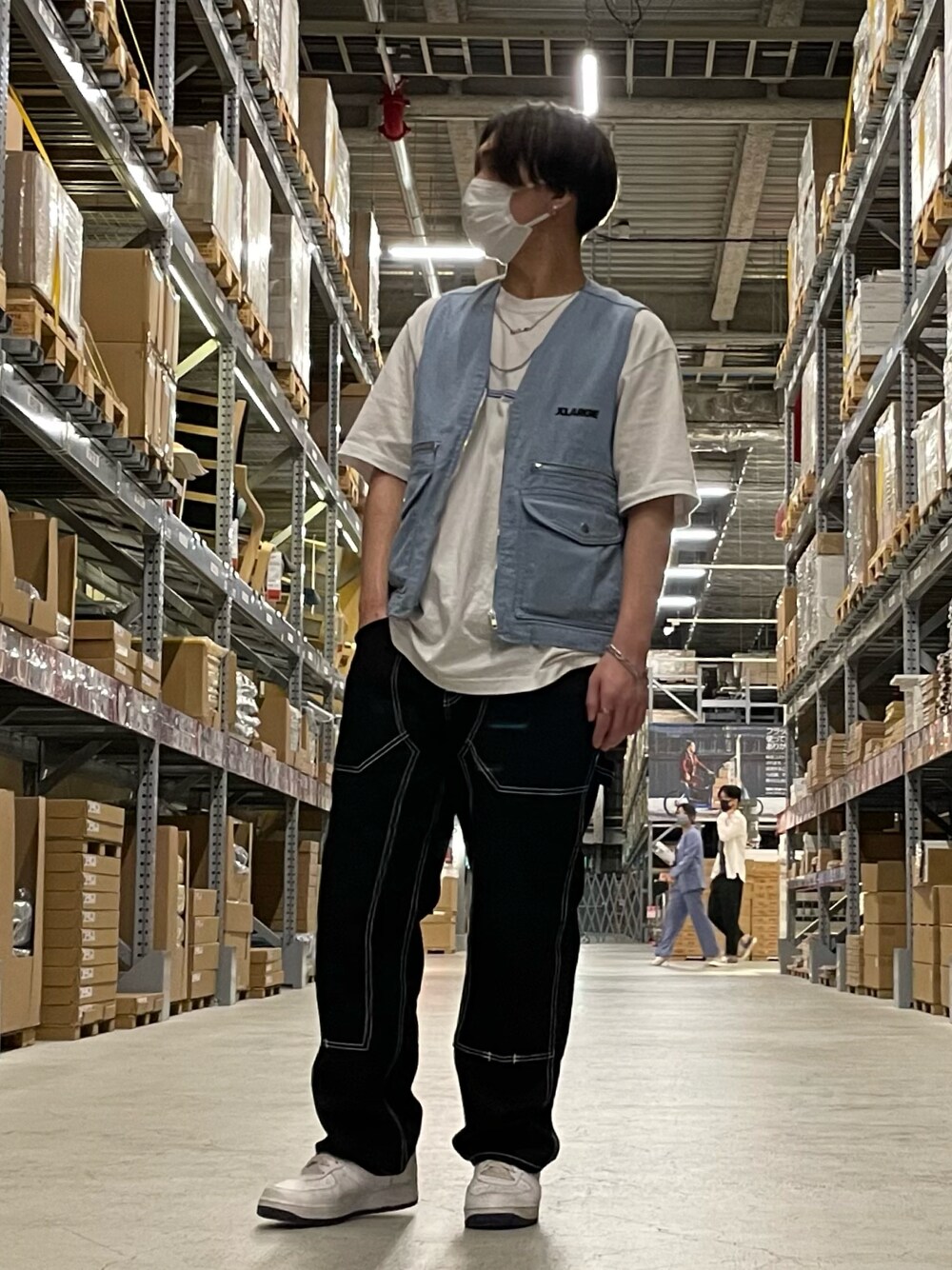 「休日スタイル、シンプル、おしゃれさんと繋がりたい、ビッグシルエット、ootd、低身長」｜「XLARGEのCONTRAST STITCH WORK PANTS（その他パンツ、ブラック系）」を使った、peperon5さん（メンズ・168cm）の秋コーディネートの1枚目の写真