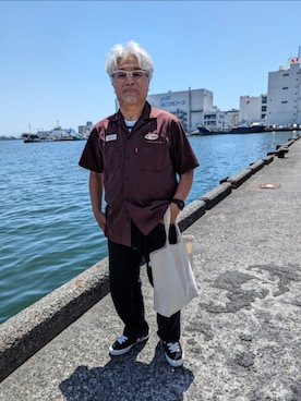 「EVISU（エヴィス）のアイテム（パンツ）」を使った、avirexsさん（メンズ・165cm）の春コーディネート