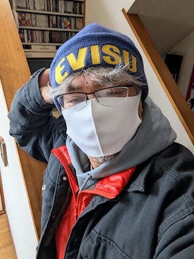 「EVISU（エヴィス）のアイテム（帽子）」を使った、avirexsさん（メンズ・165cm）の冬コーディネート