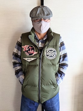 「AVIREX（アヴィレックス）のアイテム（ハンチング/ベレー帽）」を使った、avirexsさん（メンズ・165cm）の秋コーディネート