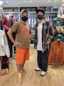 「EVISU（エヴィス）のアイテム（トップス）」を使った、avirexsさん（メンズ・165cm）の夏コーディネート