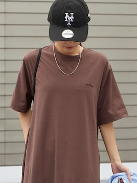 「THOUSAND MILE（サウザンドマイル）のTHOUSAND MILE/サウザンドマイル SHORT SLEEVE OP シンプル ナチュラル 2026年春夏（ワンピース、ブラウン系）」を使った、萌笑さん（レディース・157cm）の春コーディネート