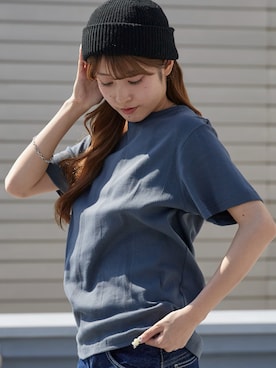 「MILLER（ミラー）のR.P.miller/ミラー パネルリブ 半袖 Tシャツ 2026年春夏 再入荷 新色追加春服 夏服（Tシャツ/カットソー、グレー系）」を使った、萌笑さん（レディース・157cm）の春コーディネート