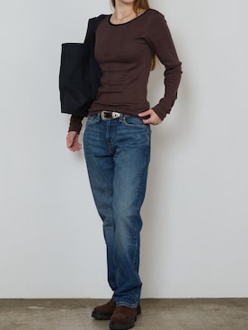 「Calvin Klein（カルバン・クライン）のCalvin Klein/カルバンクライン MODERN COTTON ビキニショーツ（ショーツ、ホワイト系）」を使った、萌笑さん（レディース・157cm）の秋コーディネート