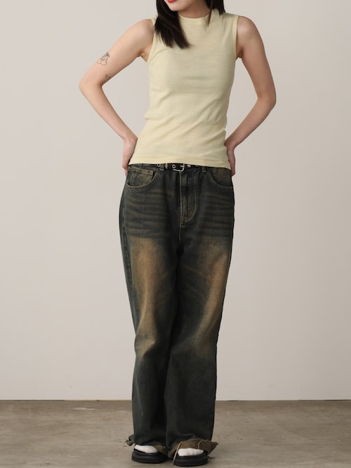 R.P.miller/ミラー Panel ribed tank top リブ タンクトップ マルチボーダー 無地 2026年 夏 夏服