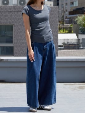 「MILLER（ミラー）のアイテム」を使った、萌笑さん（レディース・157cm）の夏コーディネート