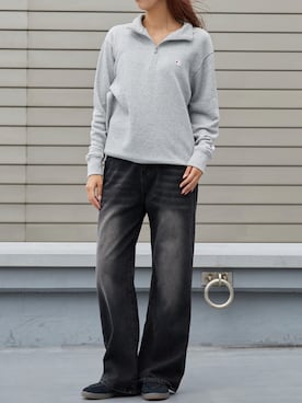 「Champion（チャンピオン）のアイテム」を使った、萌笑さん（レディース・157cm）の秋コーディネート