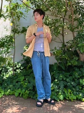 「アイテム（タンクトップ）」を使った、Kanemonさん（メンズ・172cm）の夏コーディネート