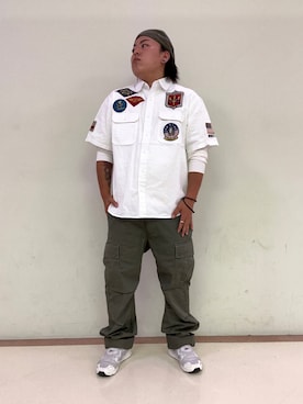 「AVIREX（アヴィレックス）のアイテム（ハンチング/ベレー帽）」を使った、nakagawa  jinさん（メンズ・170cm）の春コーディネート