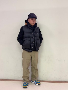 「ハンチング」｜「アイテム（ダウンベスト）」を使った、nakagawa  jinさん（メンズ・170cm）の秋コーディネート