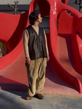 「HERMES（エルメス）のアイテム」を使った、Nuさん（メンズ・171cm）の冬コーディネート