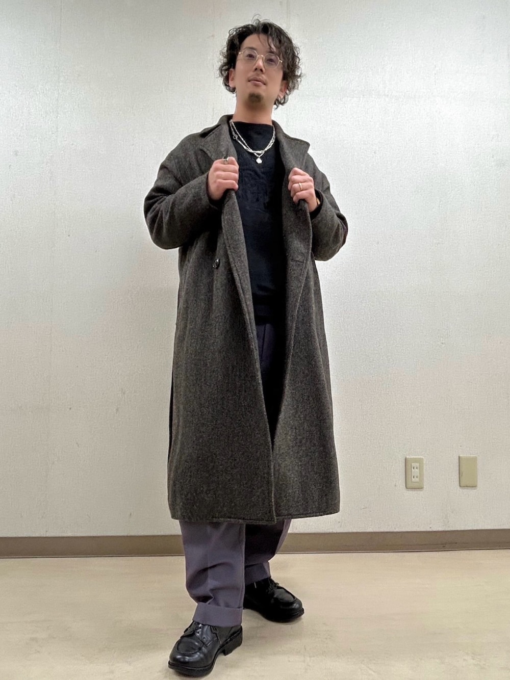 ワコマリア　薄いパープルグレー プリーツ入り スラックス　Ｍサイズ　新品未使用 ワコマリア 薄いパープルグレー プリーツ入り スラックス M