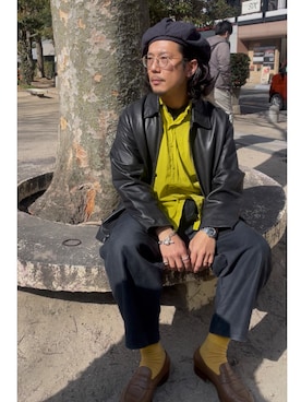 「HERMES（エルメス）のアイテム」を使った、Nuさん（メンズ・171cm）の冬コーディネート