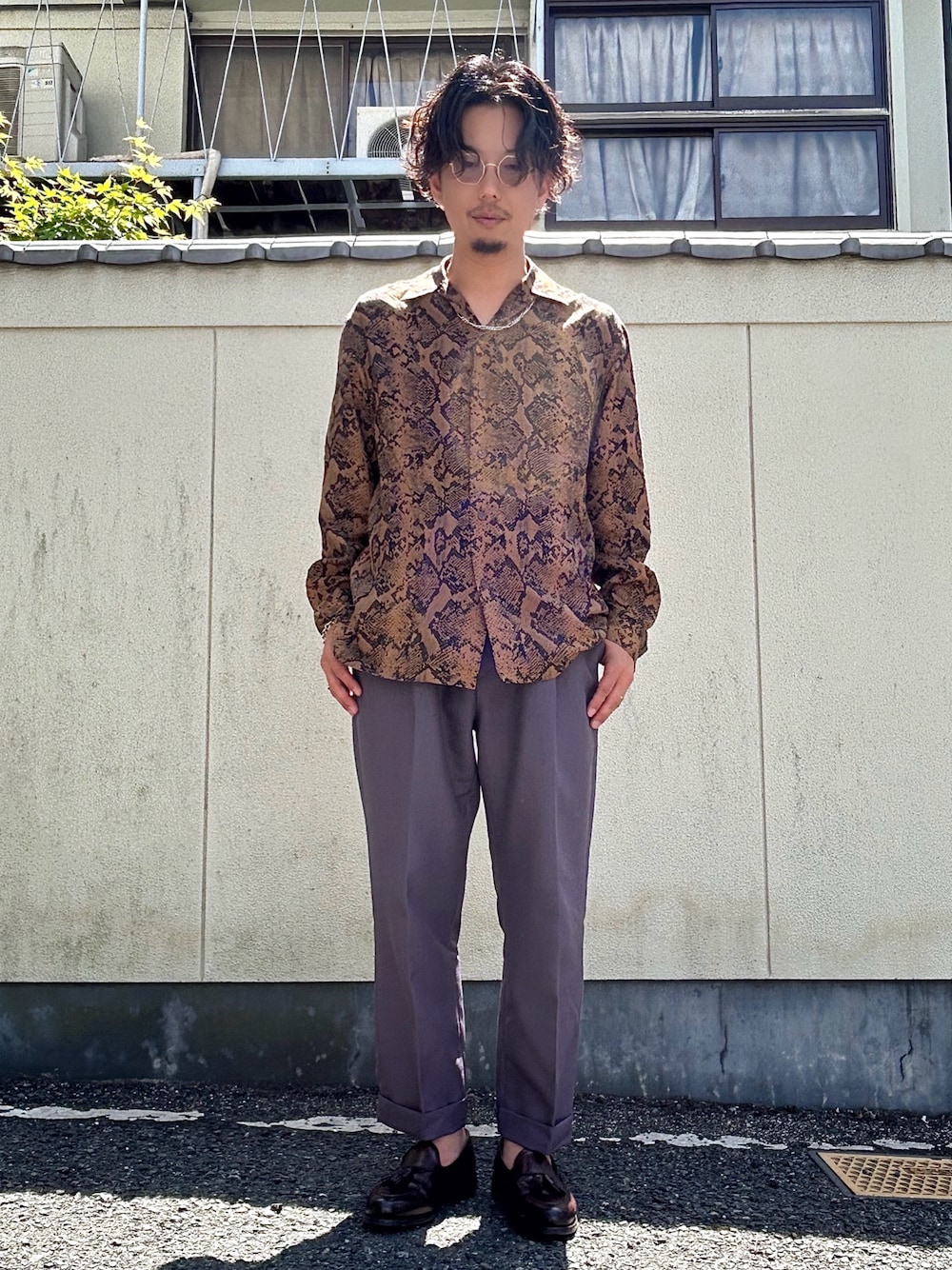 ワコマリア　薄いパープルグレー プリーツ入り スラックス　Ｍサイズ　新品未使用 ワコマリア 薄いパープルグレー プリーツ入り スラックス Mサイズ