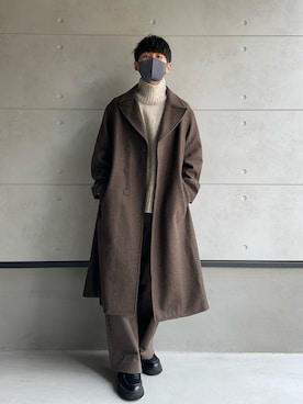 「WYM LIDNM（ウィム バイ リドム）のアイテム（チェスターコート）」を使った、ko-chiさん（メンズ・176cm）の冬コーディネート