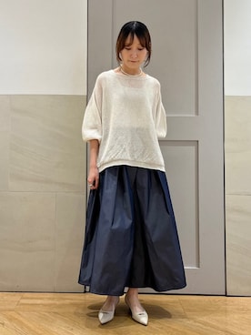 「SHIPS（シップス）のアイテム（スカート）」を使った、中島さん（レディース・154cm）の秋コーディネート