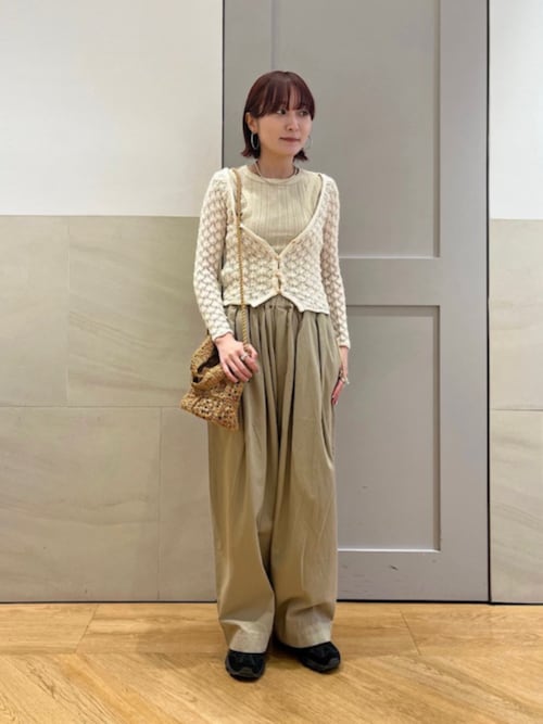tシャツ muller of yoshiokubo:「手洗い可能」レースアップ リブ タンクトップ レディース muller of yoshiokubo:〈手洗い可能〉レースアップ リブ タンク