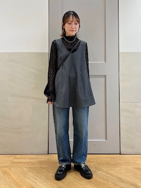 「シップス」｜「アイテム（チュニック）」を使った、中島さん（レディース・154cm）の秋コーディネート