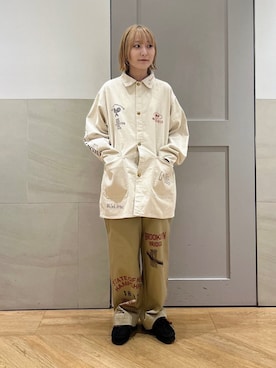 「アイテム（カバーオール）」を使った、中島さん（レディース・154cm）の秋コーディネート