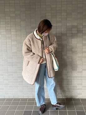 「grn（ジーアールエヌ）のアイテム（ジャケット/アウター）」を使った、じゅのさん（レディース・163cm）の冬コーディネート