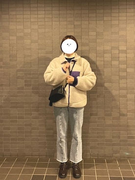 「ニコアンド」｜「アイテム（ブルゾン）」を使った、じゅのさん（レディース・163cm）の冬コーディネート