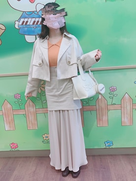 「COCO DEAL（ココディール）のアイテム（チェスターコート）」を使った、khr4869さん（レディース・156cm）の春コーディネート