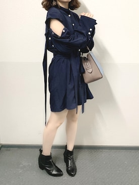 「COCO DEAL（ココディール）のアイテム（シャツワンピース）」を使った、khr4869さん（レディース・156cm）の秋コーディネート