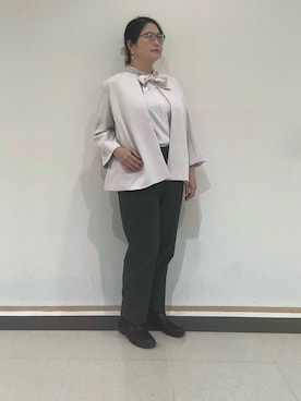 「オケージョン」｜「アイテム（ノーカラージャケット）」を使った、TOKYO SHIRTS COLLECTION -2812- ららぽーとTOKYO-BAY店さん（レディース・163cm）の冬コーディネート